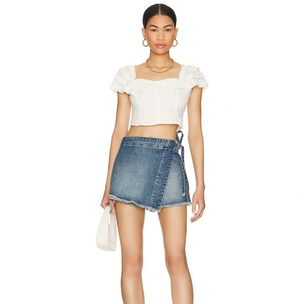 NWT Free People Thank You Very Sweetly Crop Top Size L  white